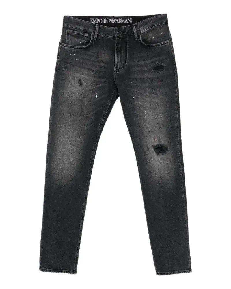 Emporio Armani distressed slim-fit jeans - Schwarz Schwarz