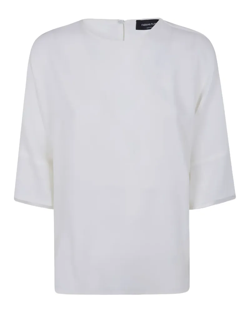 Fabiana Filippi chain-trim three-quarter sleeve blouse - Weiß Weiß