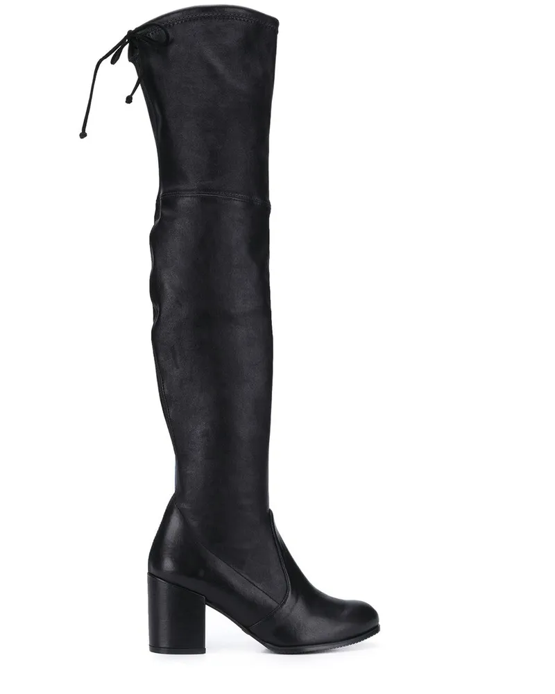 Stuart Weitzman Overknee-Stiefel mit Blockabsatz Schwarz