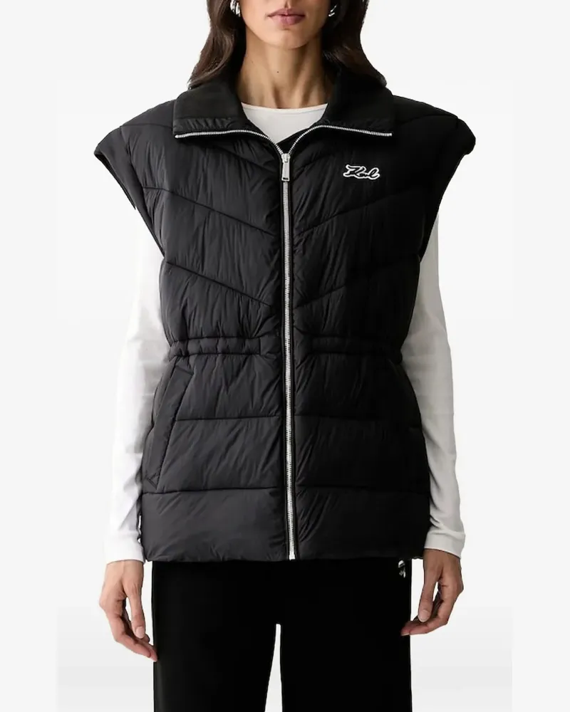 Karl Lagerfeld quilted logo-patch gilet - Schwarz Schwarz