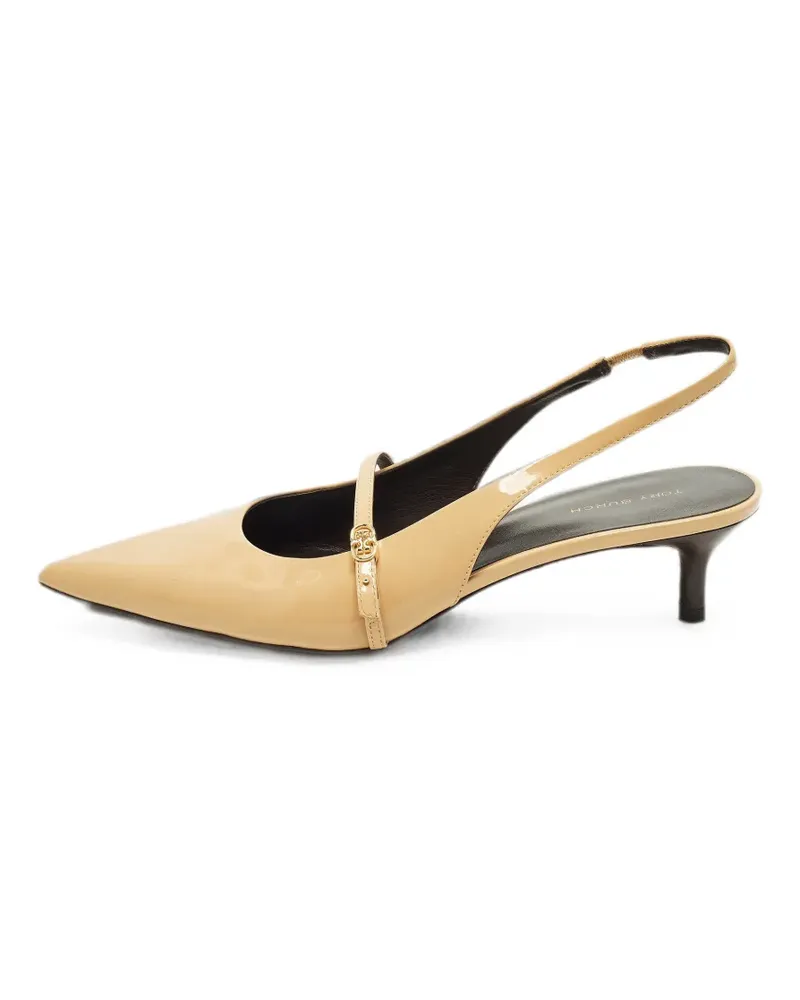 Tory Burch patent leather slingback pumps - Nude Nude