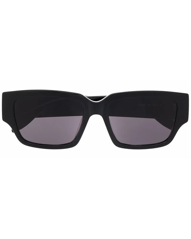 Alexander McQueen Eckige Sonnenbrille mit Logo - Schwarz Schwarz