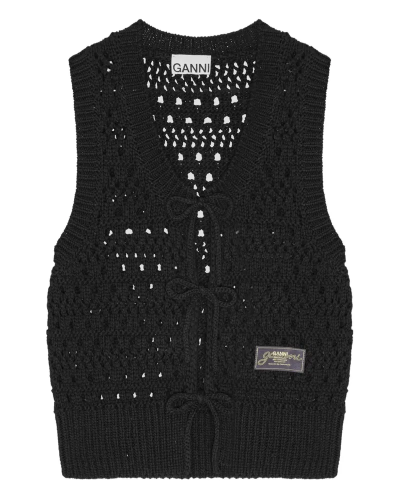 Ganni Cardigan mit Lochstrickmuster - Schwarz Schwarz