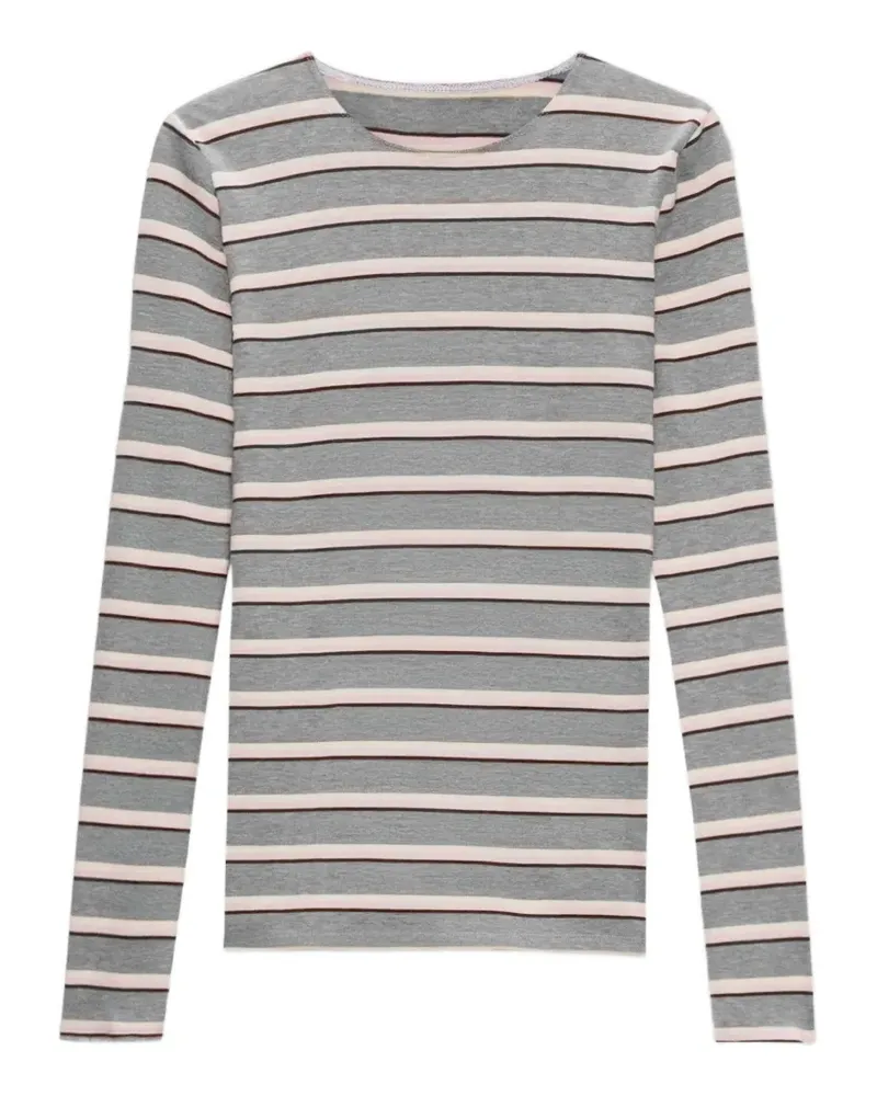 MSGM Gestreiftes Langarmshirt - Grau Grau