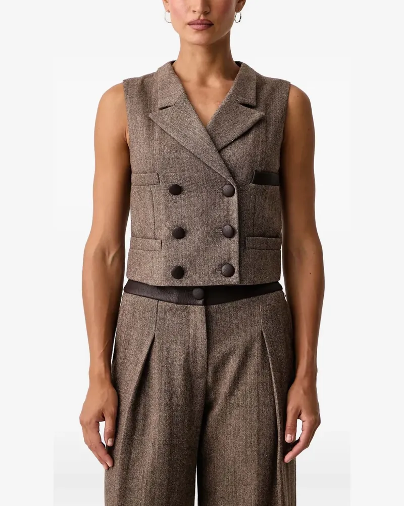 Armani Exchange herringbone double-breasted waistcoat - Braun Braun