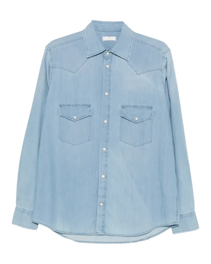 PANICALE Cashmere Westernhemd mit Klappentasche - Blau Blau