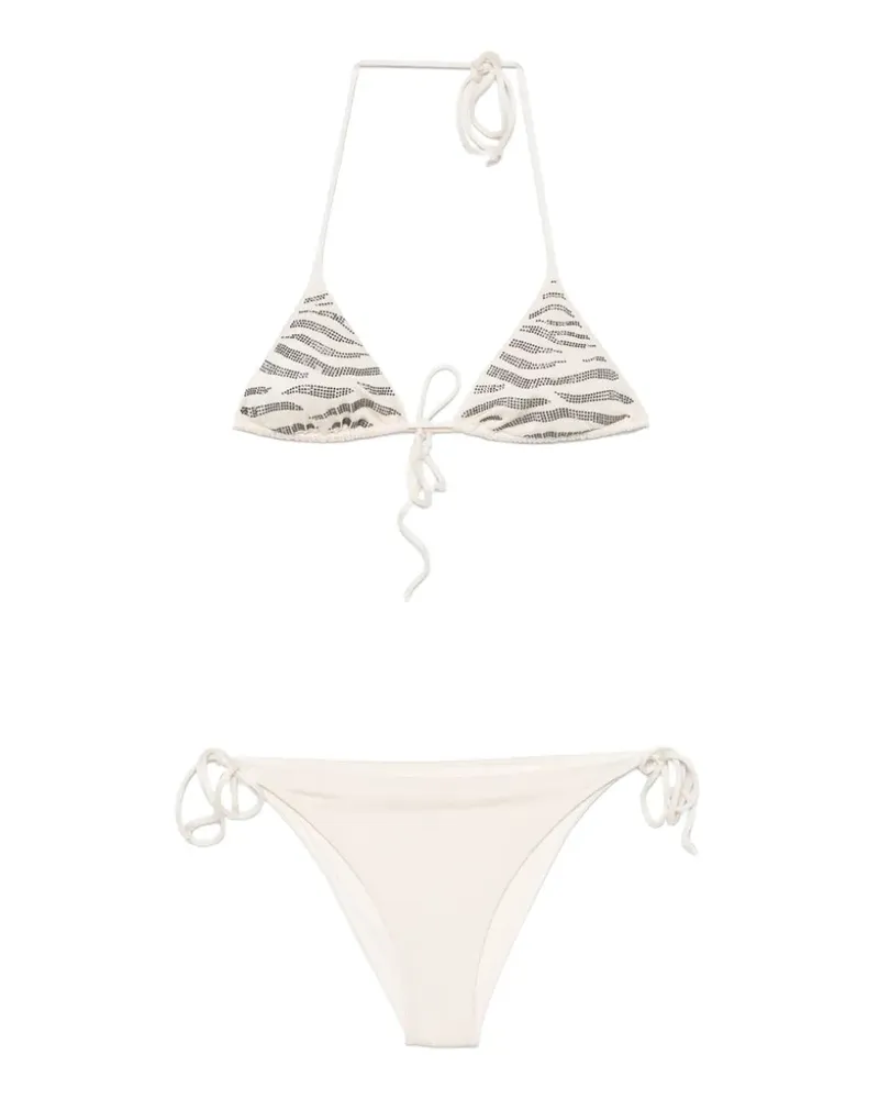MC2 Saint Barth Leah embellished zebra-pattern bikini - Nude Nude