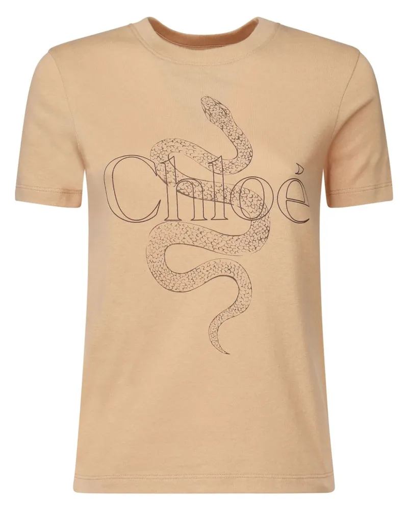 Chloé T-Shirt mit Schlangen-Print - Nude Nude