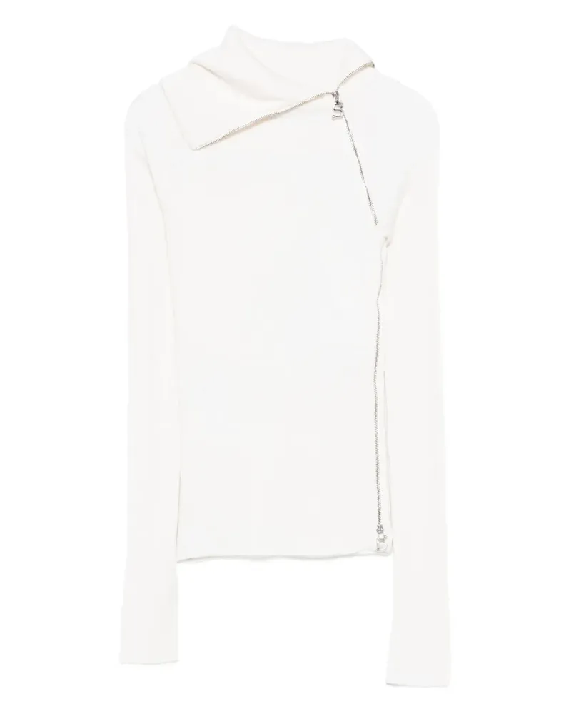 SPORTMAX Gerippter Pullover mit Reißverschluss - Weiß Weiß