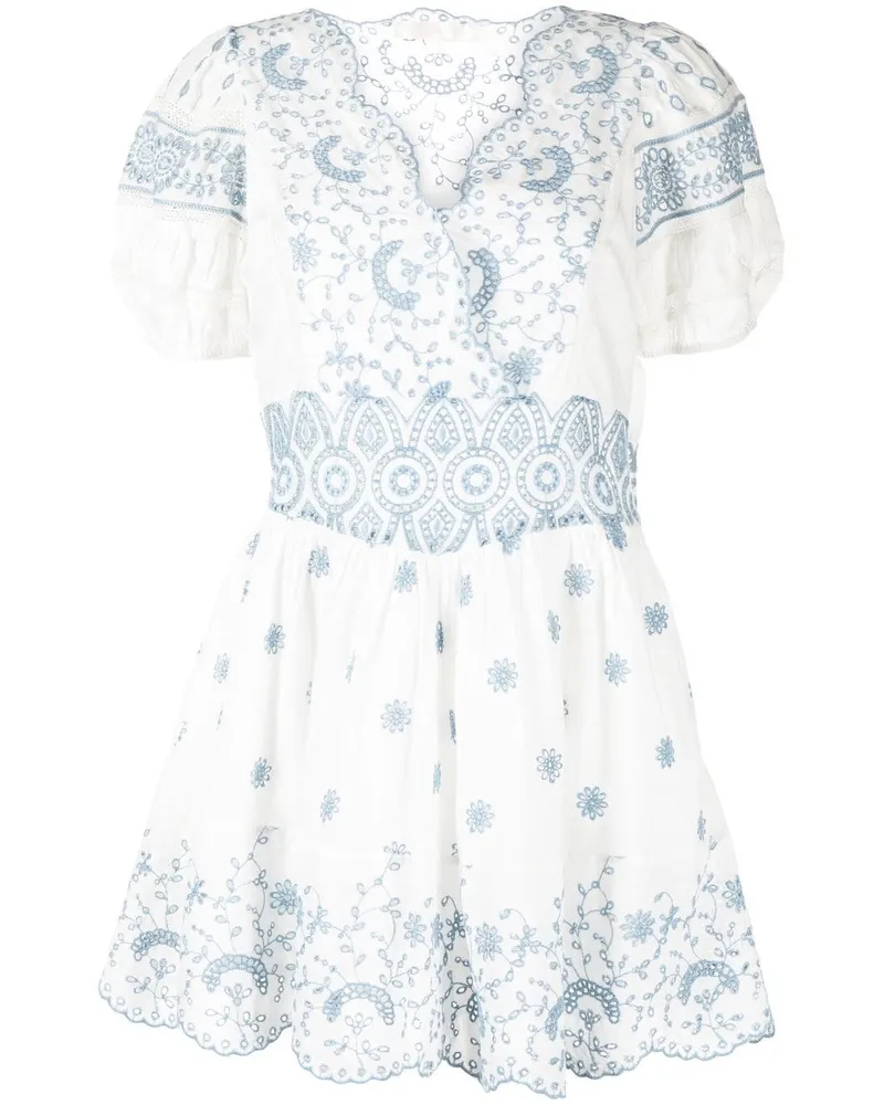 LoveShackFancy Minikleid mit Lochstickerei - Weiß Weiß