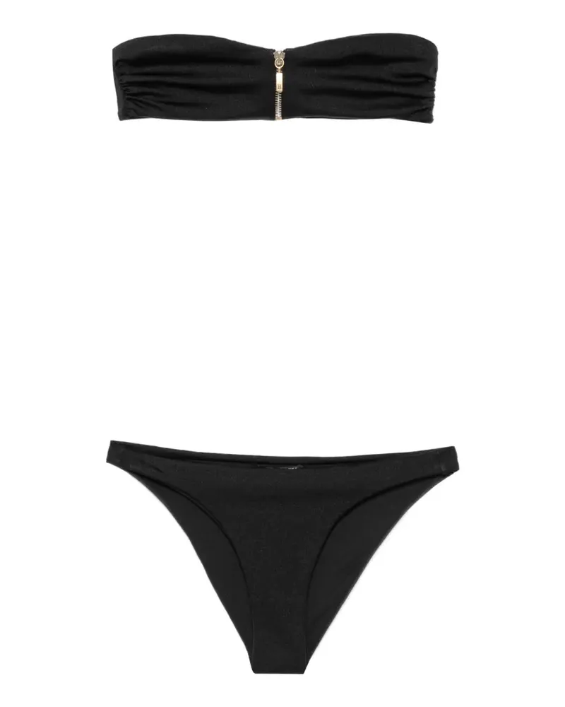 Balmain Bandeau-Bikini mit Reißverschluss - Schwarz Schwarz