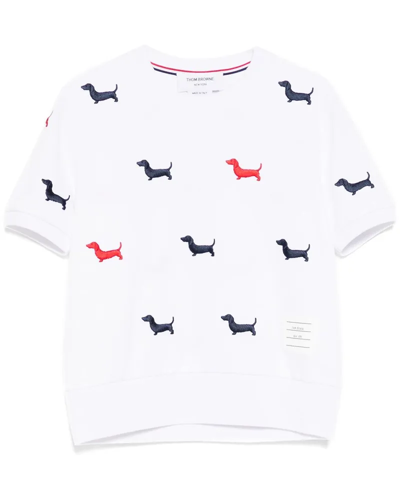 Thom Browne Hector T-Shirt mit Hunde-Logo - Weiß Weiß