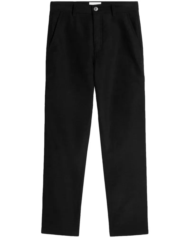 AMI Paris Gerade Workwear-Hose mit Logo-Patch - Schwarz Schwarz