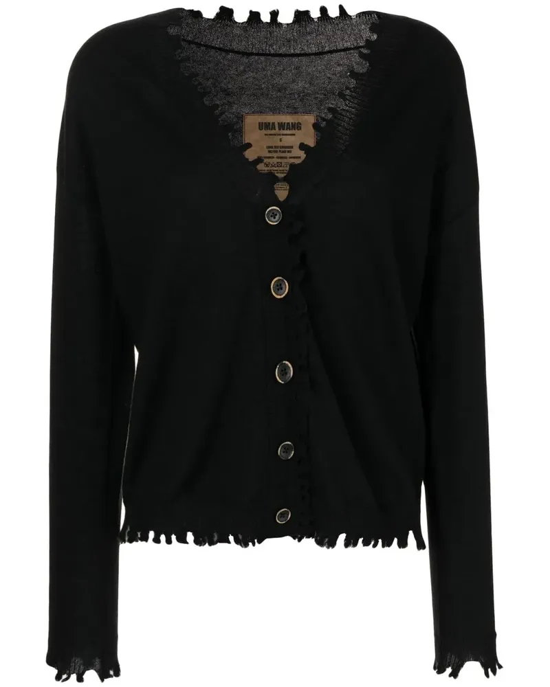Uma Wang Cardigan im Distressed-Look - Schwarz Schwarz