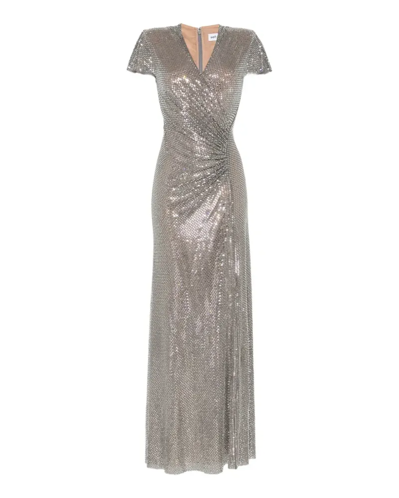 Self-Portrait rhinestone-embellished maxi dress - Grau Grau