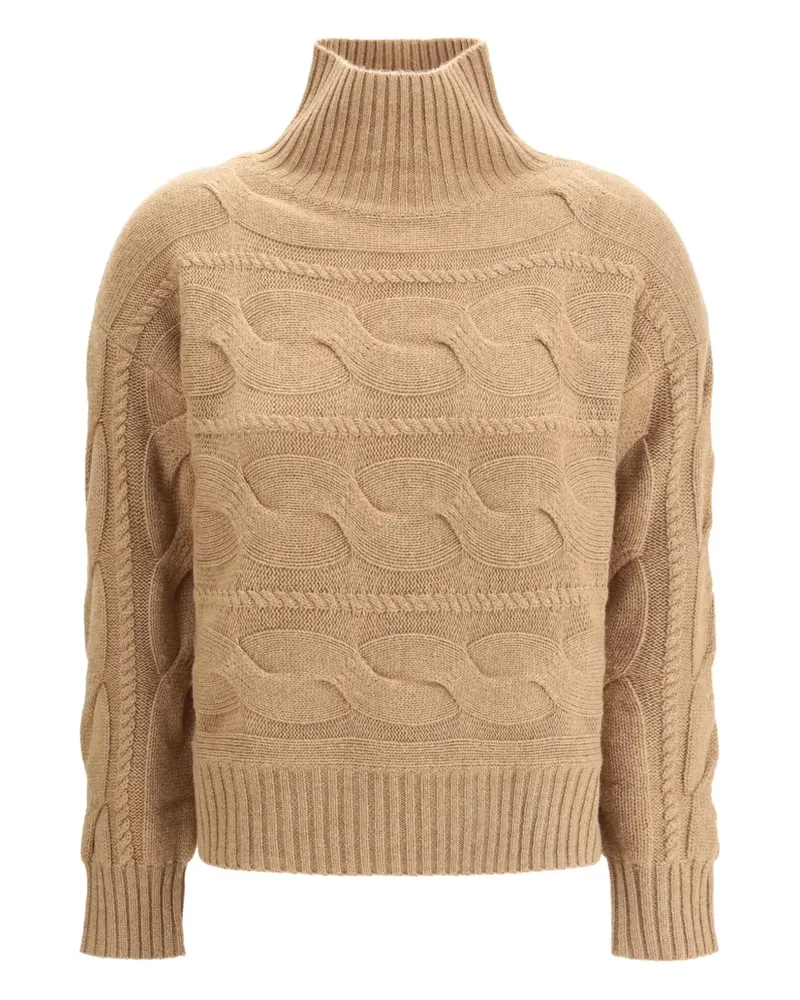 Max Mara Rollkragenpullover mit Zopfmuster - Nude Nude