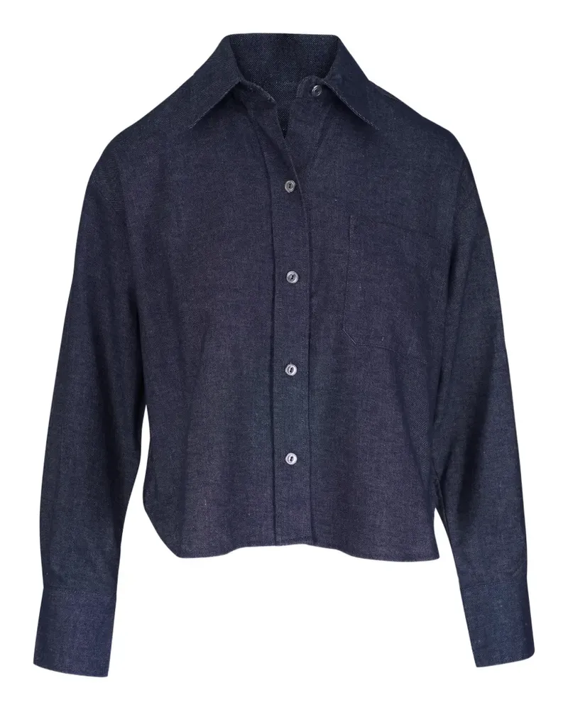 Vince Cropped-Hemd mit Brusttasche - Blau Blau
