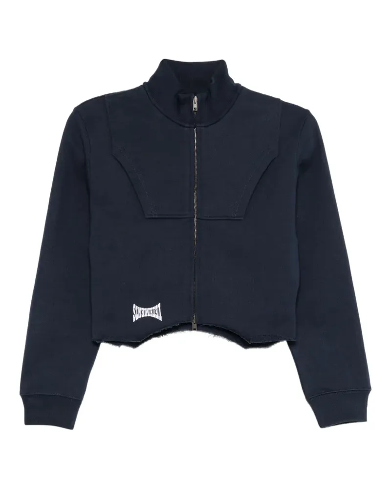 VETEMENTS logo-embroidered crop jacket - Blau Blau
