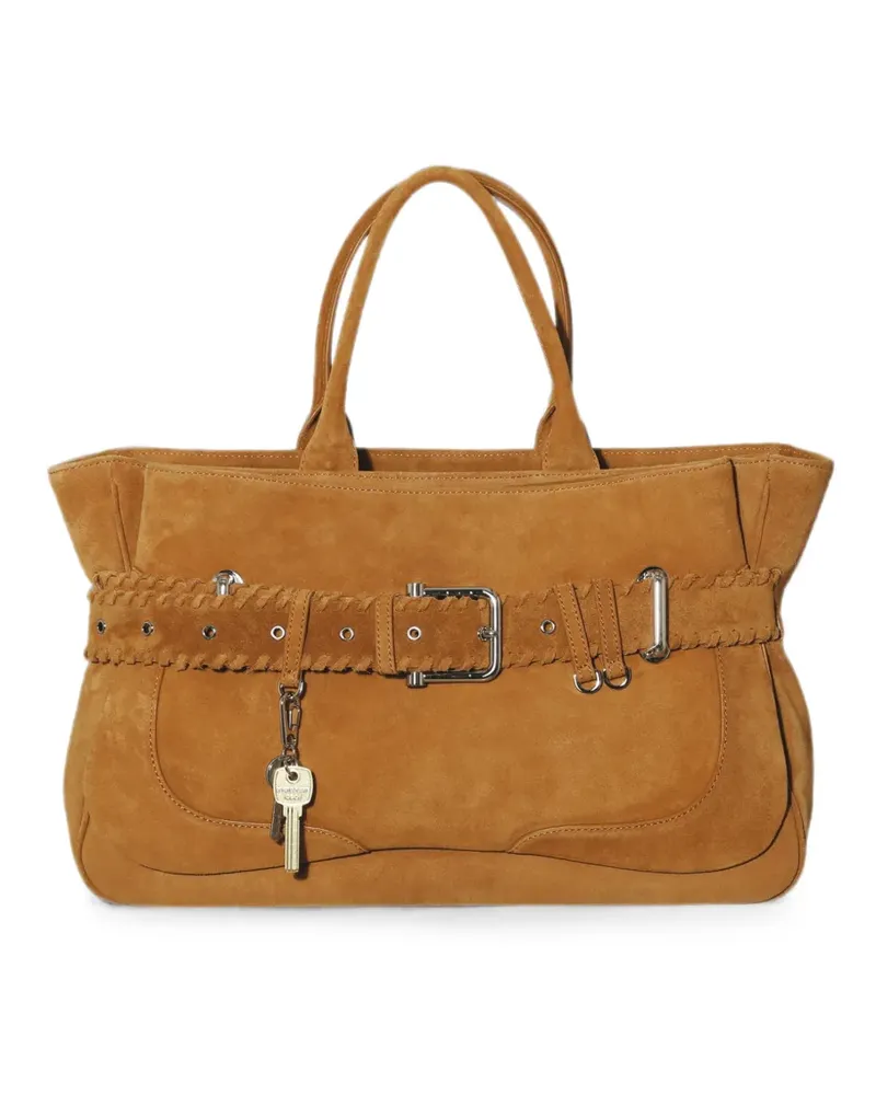 OSOI buckle-detail calf suede tote bag - Nude Nude