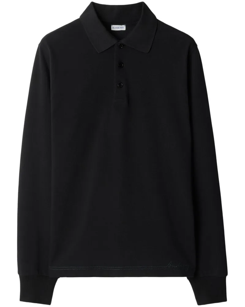 Burberry Poloshirt mit langen Ärmeln - Schwarz Schwarz
