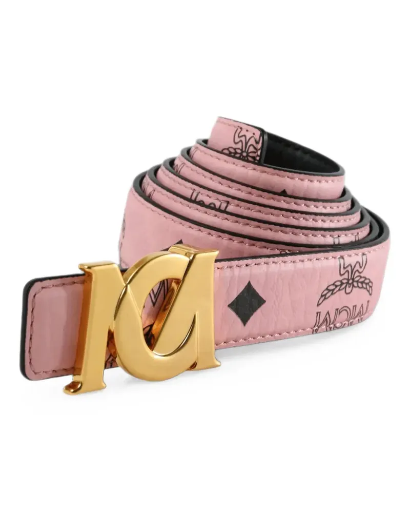 MCM monogram-print logo-buckle belt - Rosa Rosa