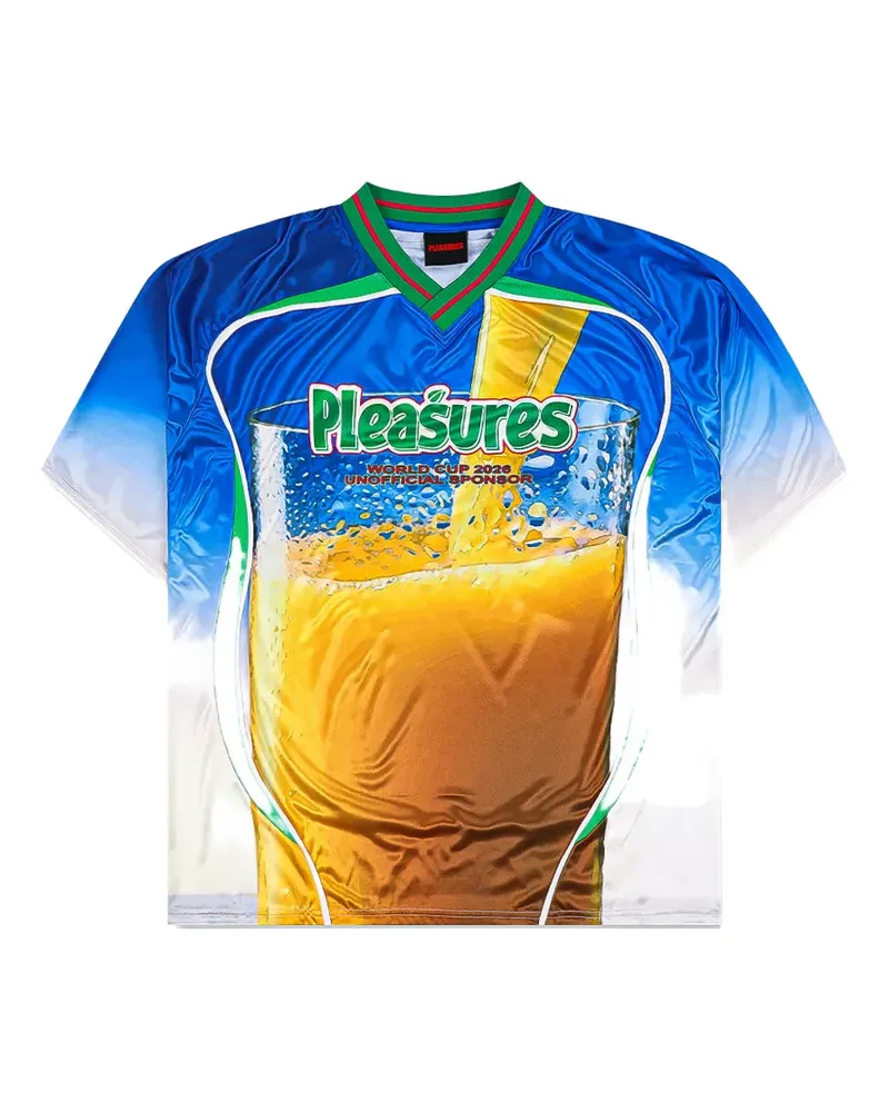 PLEASURES OJ T-Shirt mit grafischem Print - Blau Blau