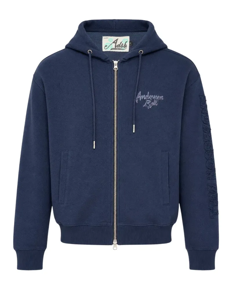 Andersson Bell patchwork logo-embroidered hoodie - Blau Blau
