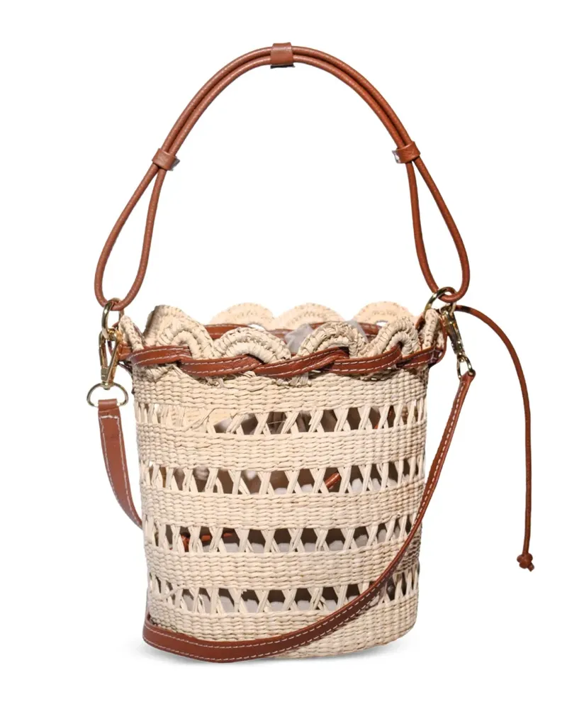 Sensi Studio Gewebte Beuteltasche mit Wellenrand - Nude Nude