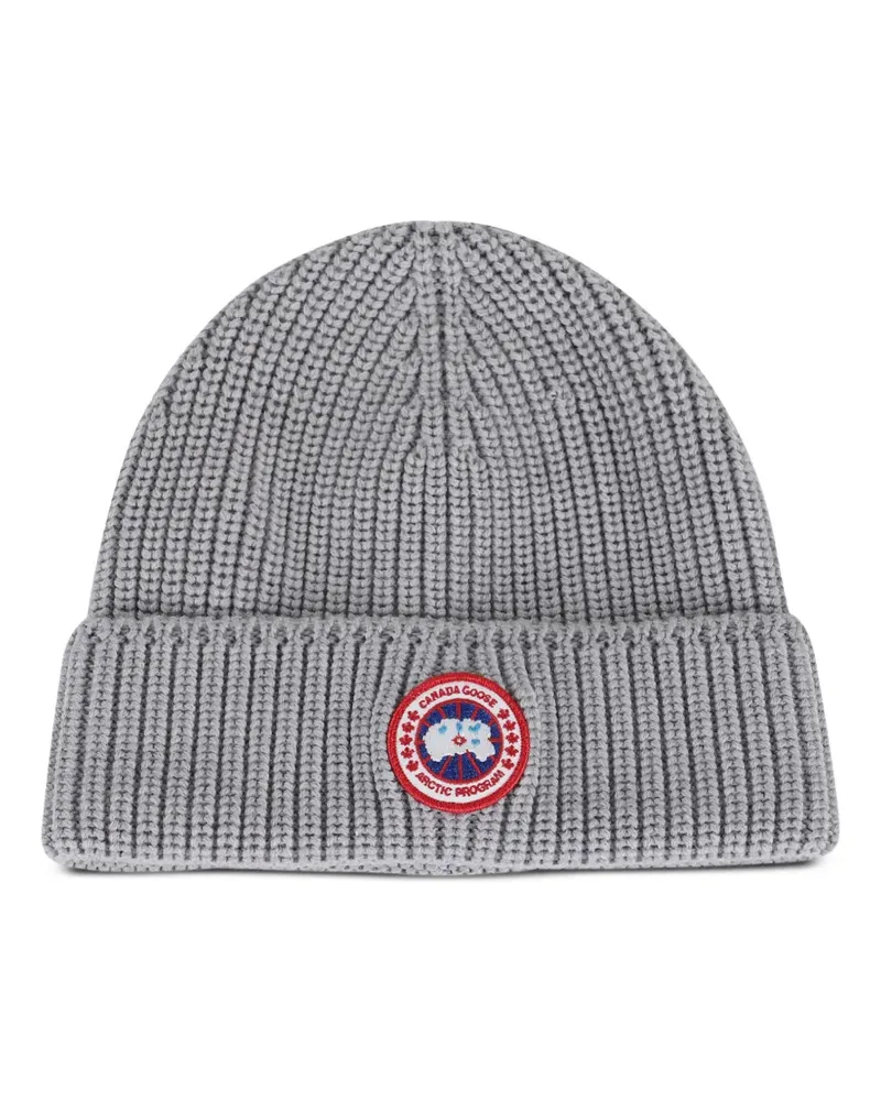 Canada Goose logo-patch ribbed beanie - Grau Grau