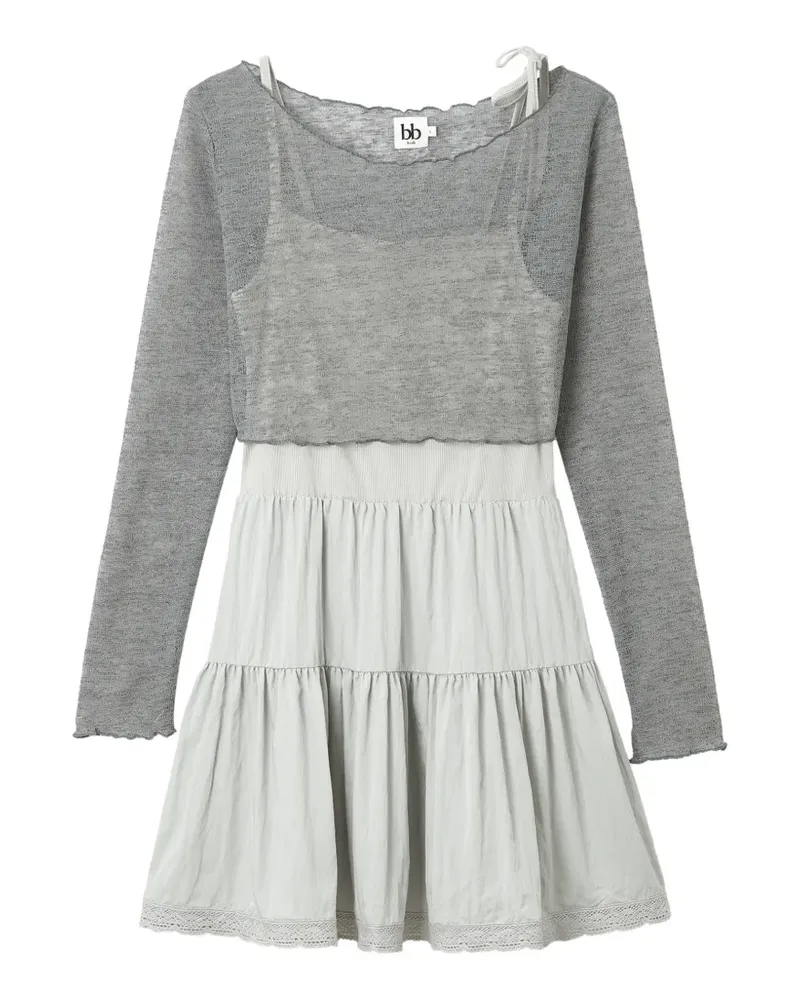b+ab Minikleid mit Spitzenbesatz - Grau Grau