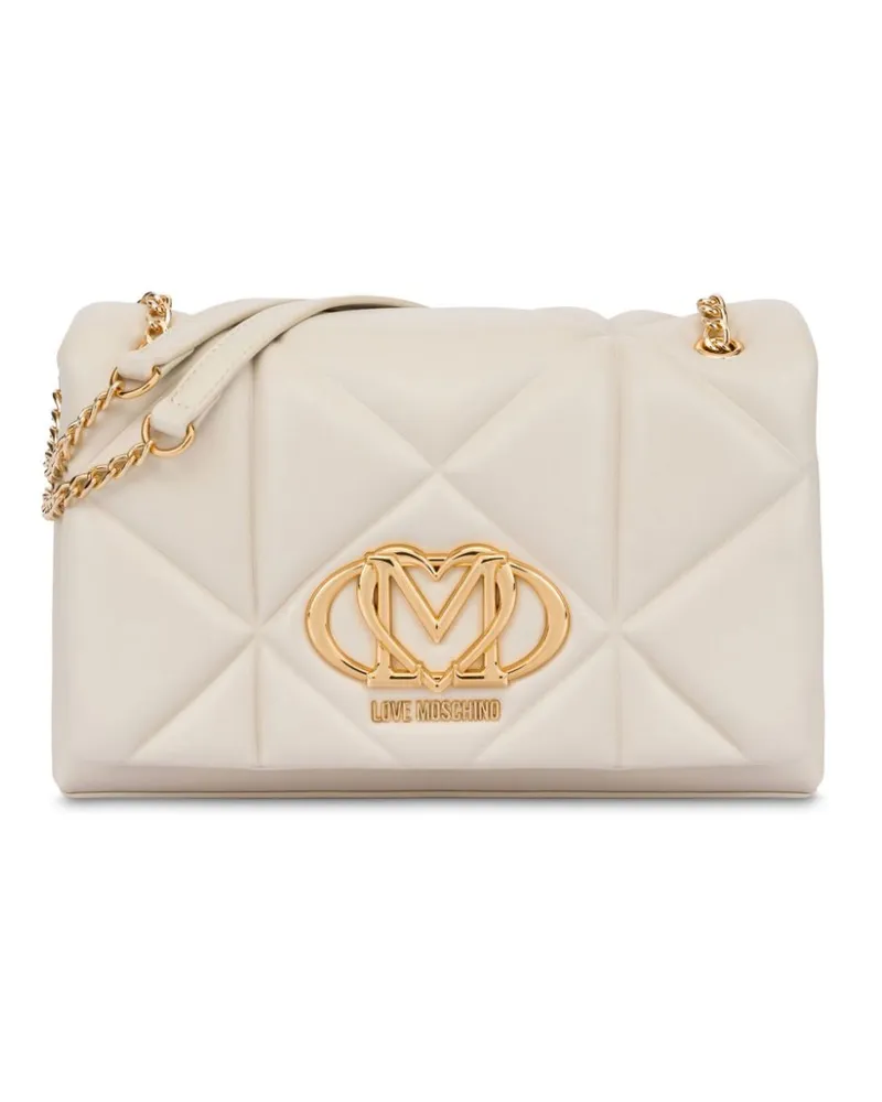Moschino Umhängetasche mit Logo-Schild - Weiß Weiß