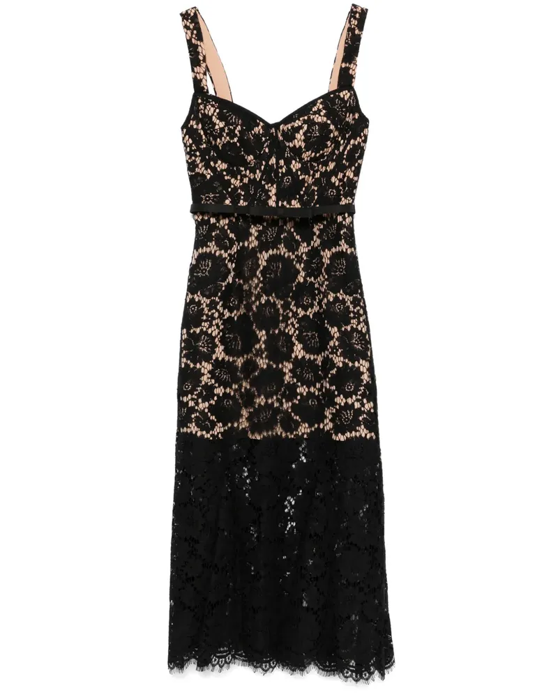 Self-Portrait Midikleid aus Spitze - Schwarz Schwarz
