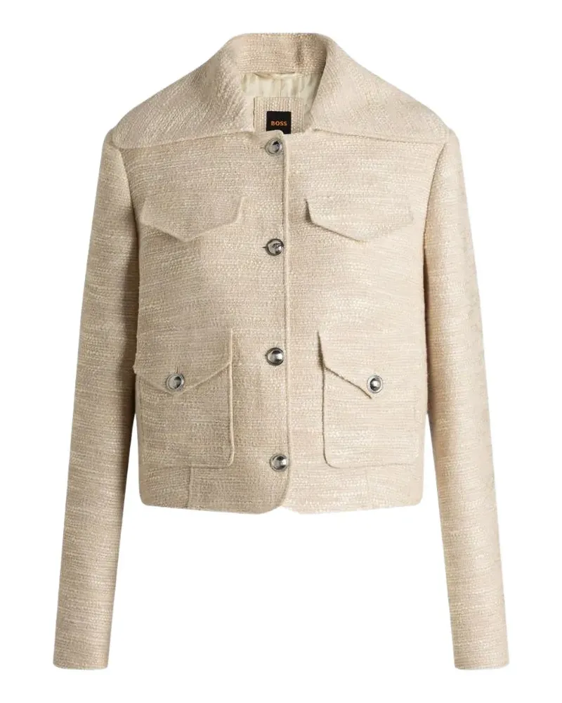 HUGO BOSS tweed-effect four-pocket jacket - Nude Nude