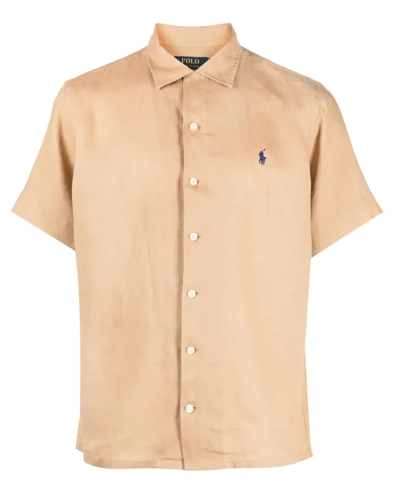 Ralph Lauren Leinenhemd mit Polo Pony - Braun Braun