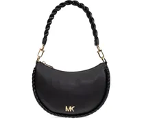 Crescent Schultertasche mit geflochtenem Riemen - Schwarz