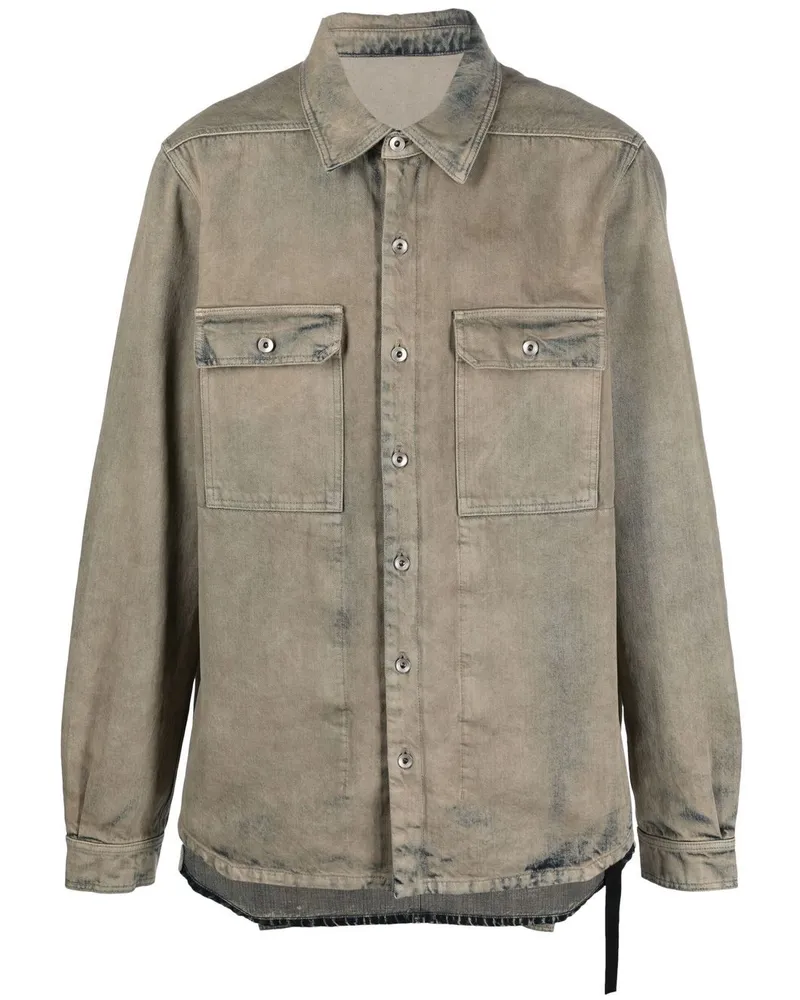 DRKSHDW by Rick Owens Jeanshemd mit Stone-Wash-Effekt - Grau Grau