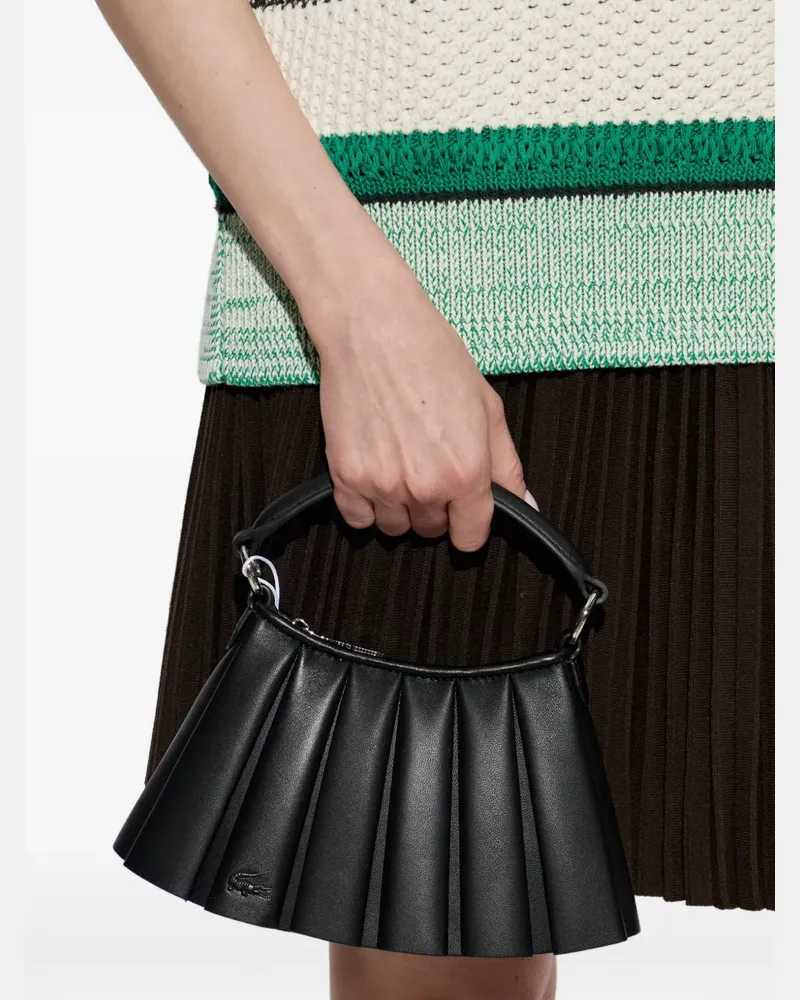 Lacoste small Lenglen pleated tote bag - Schwarz Schwarz