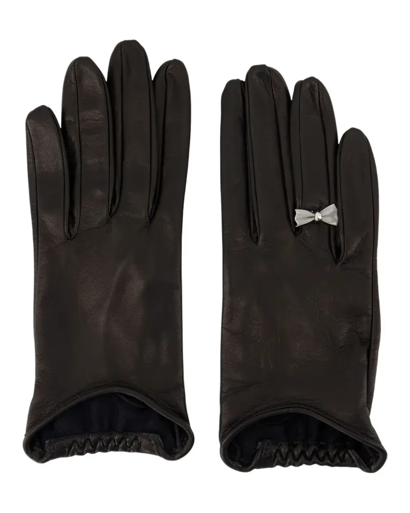 Our Legacy bow-detail leather gloves - Schwarz Schwarz
