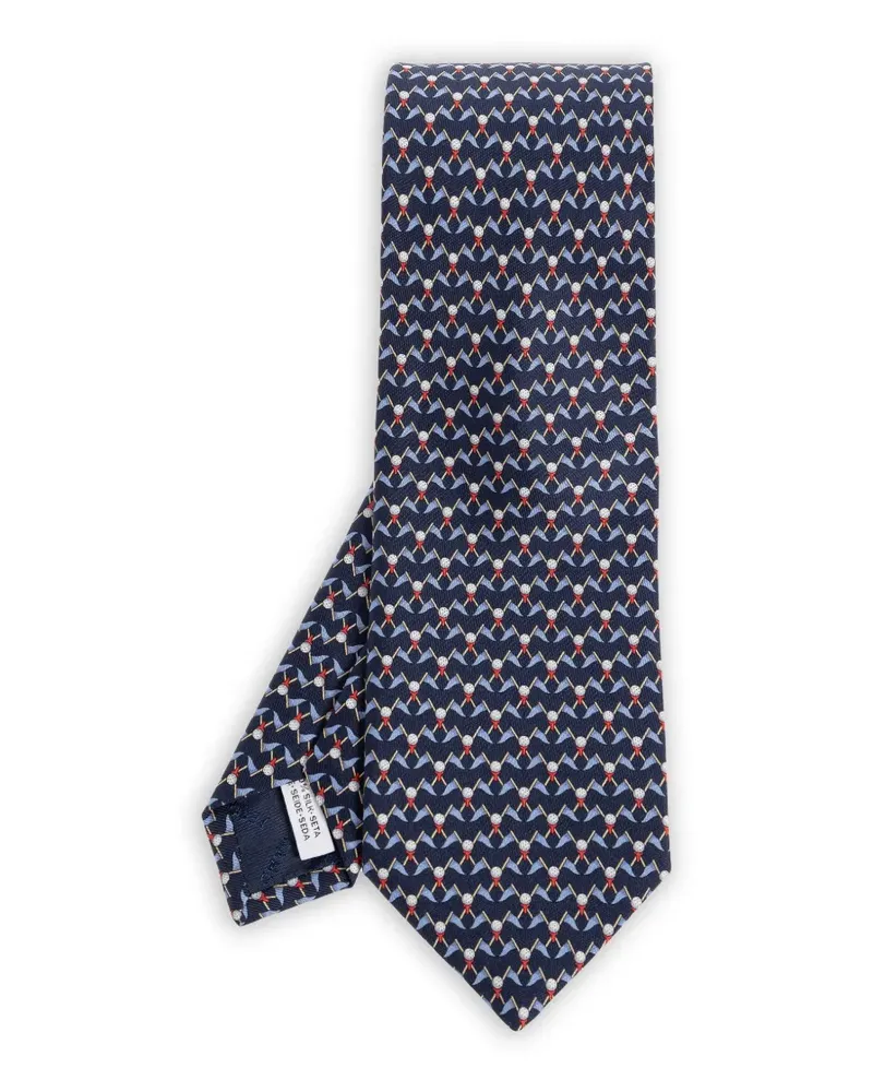 Ferragamo Seidenkrawatte mit Golf-Print - Blau Blau