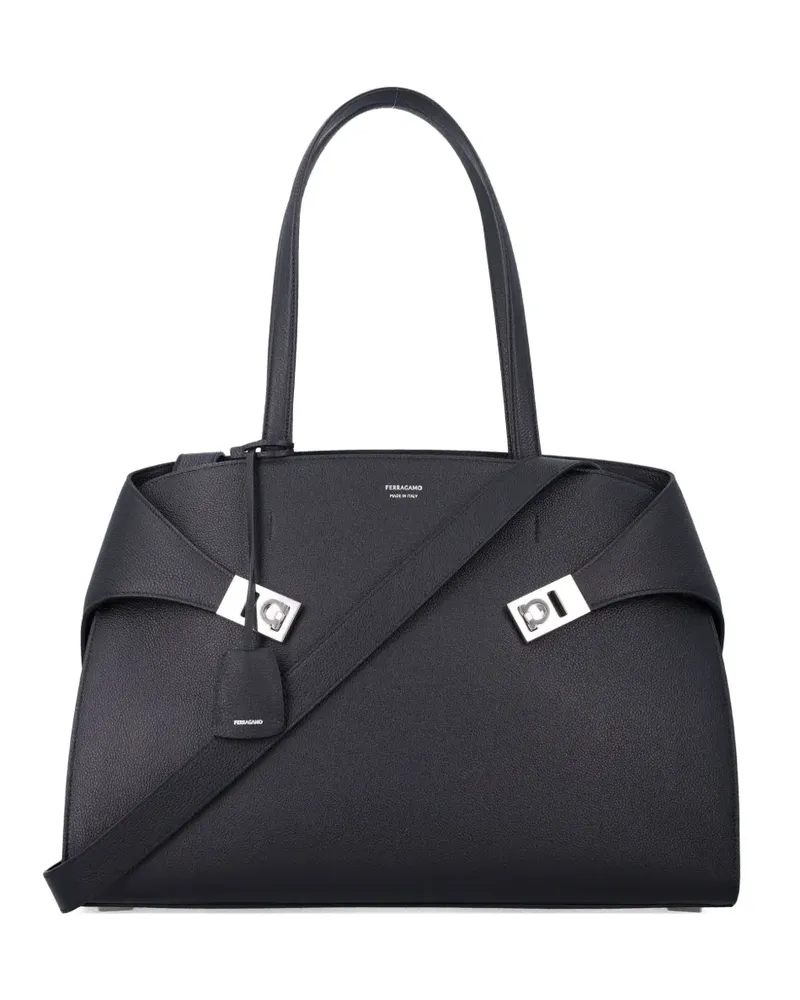 Ferragamo Hug Schultertasche mit Reißverschluss - Schwarz Schwarz
