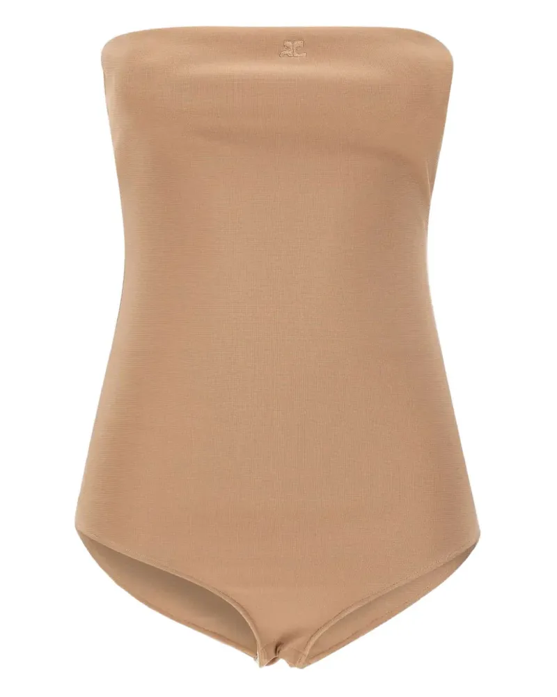 Courrèges logo-embroidered bodysuit - Nude Nude