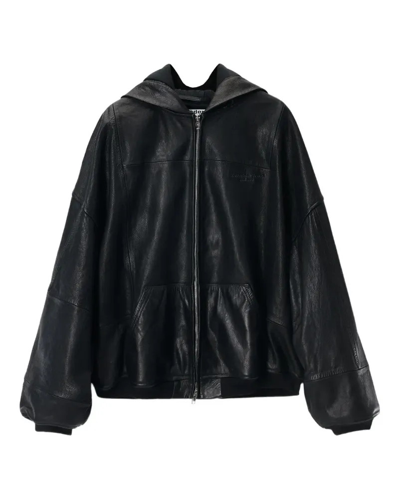 Alexander Wang MINI SKIRT WITH KNIT LOGO PATCH - Schwarz Schwarz