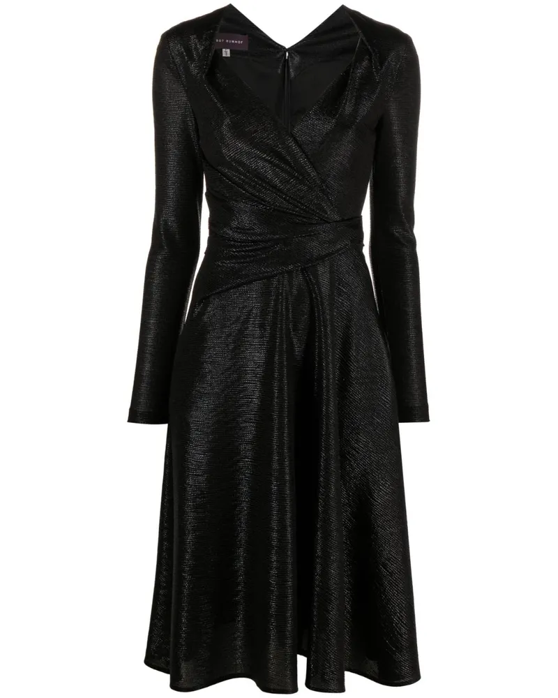 Talbot Runhof Metallic-Midikleid - Schwarz Schwarz