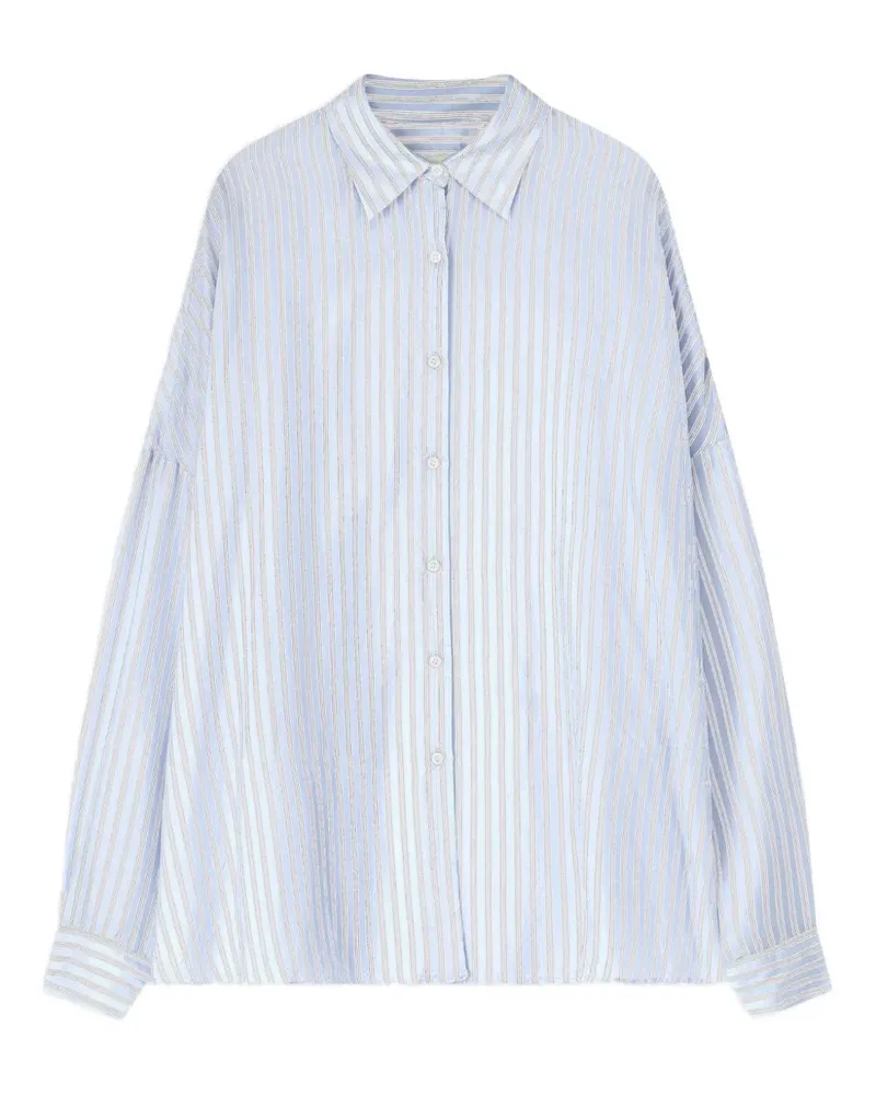 Dries van Noten Gestreiftes Kokon-Hemd - Blau Blau