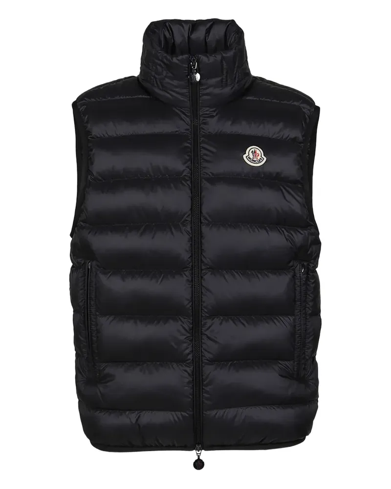 Moncler Gesteppte Weste mit Logo-Patch - Schwarz Schwarz