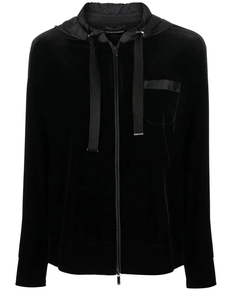 Emporio Armani Kapuzenjacke mit Reißverschluss - Schwarz Schwarz