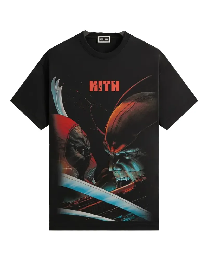 KITH x Marvel T-Shirt mit Deadpool- und Wolverine-Print - Schwarz Schwarz