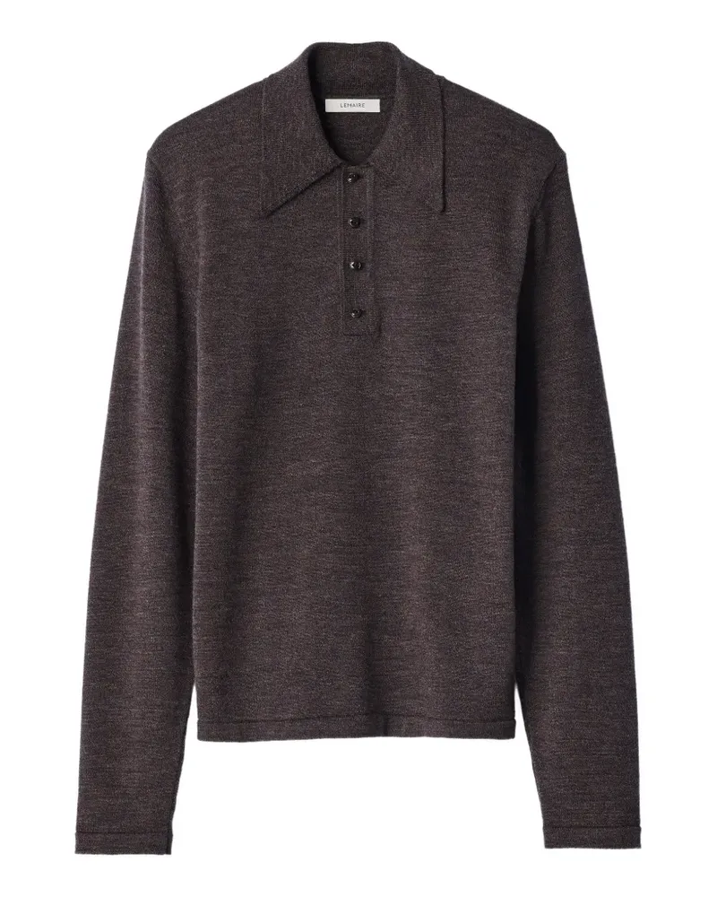 Christophe Lemaire long-sleeve polo in fine mouliné merino wool - Violett Violett