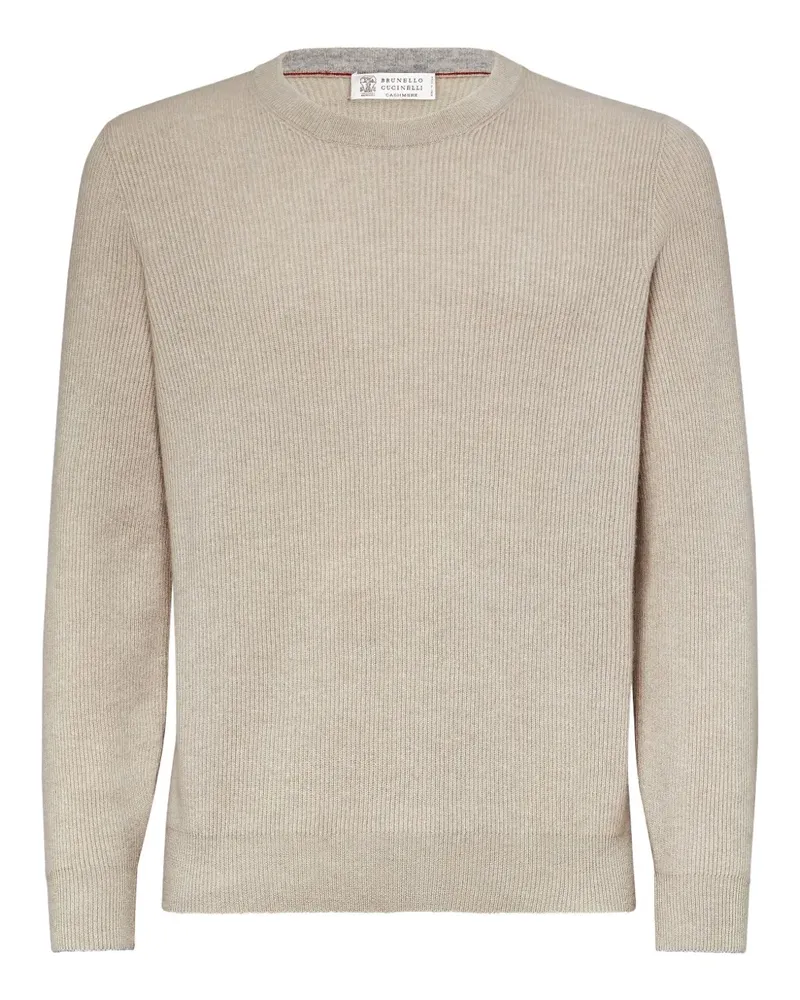 Brunello Cucinelli Kaschmirpullover mit Rundhalsausschnitt - Nude Nude