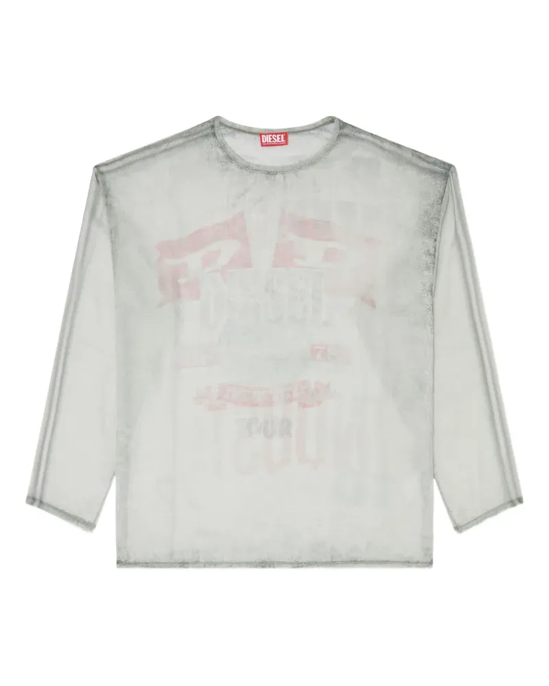 Diesel Semi-transparentes Chiffonoberteil mit Konzertgrafik - Grau Grau